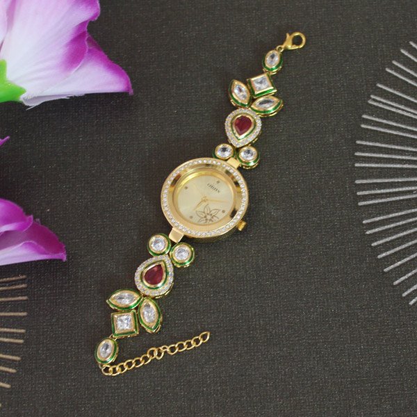 Elegant Zircon Kundan Watch - Sanvi Jewels Pvt. Ltd. - 586661